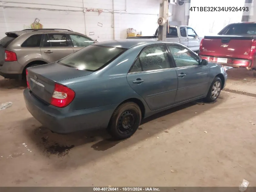 2004 Toyota Camry Le VIN: 4T1BE32K34U926493 Lot: 40726041