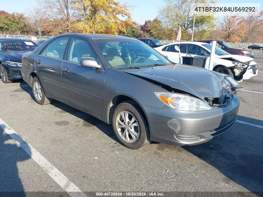 2004 Toyota Camry Le V6 VIN: 4T1BF32K84U569292 Lot: 40728834