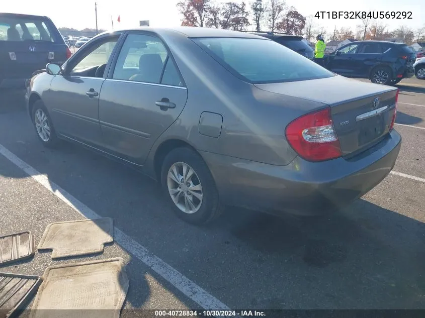 2004 Toyota Camry Le V6 VIN: 4T1BF32K84U569292 Lot: 40728834