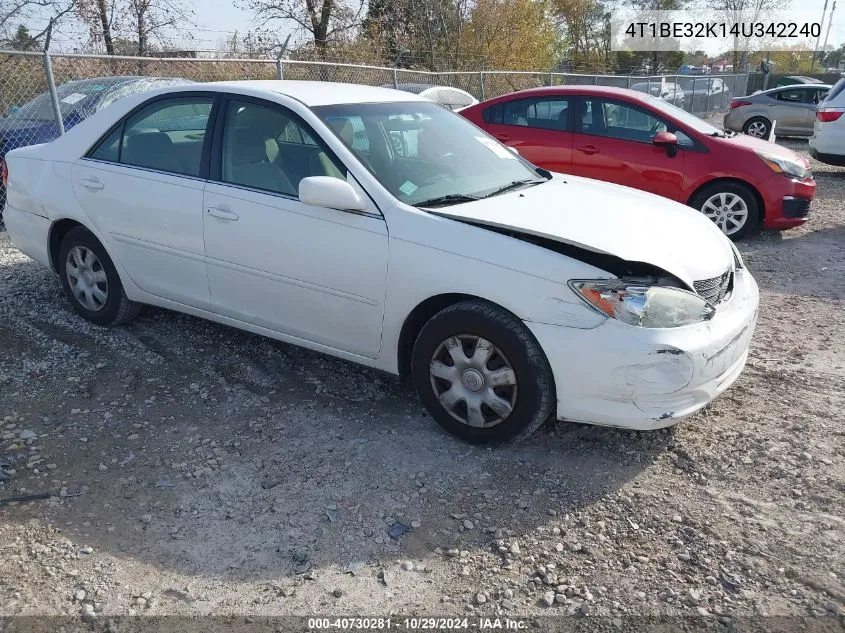 2004 Toyota Camry Le VIN: 4T1BE32K14U342240 Lot: 40730281