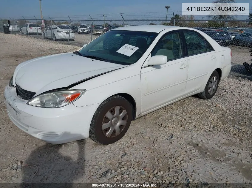 2004 Toyota Camry Le VIN: 4T1BE32K14U342240 Lot: 40730281