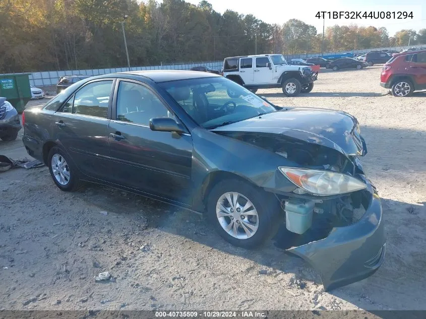 2004 Toyota Camry Le V6 VIN: 4T1BF32K44U081294 Lot: 40735509