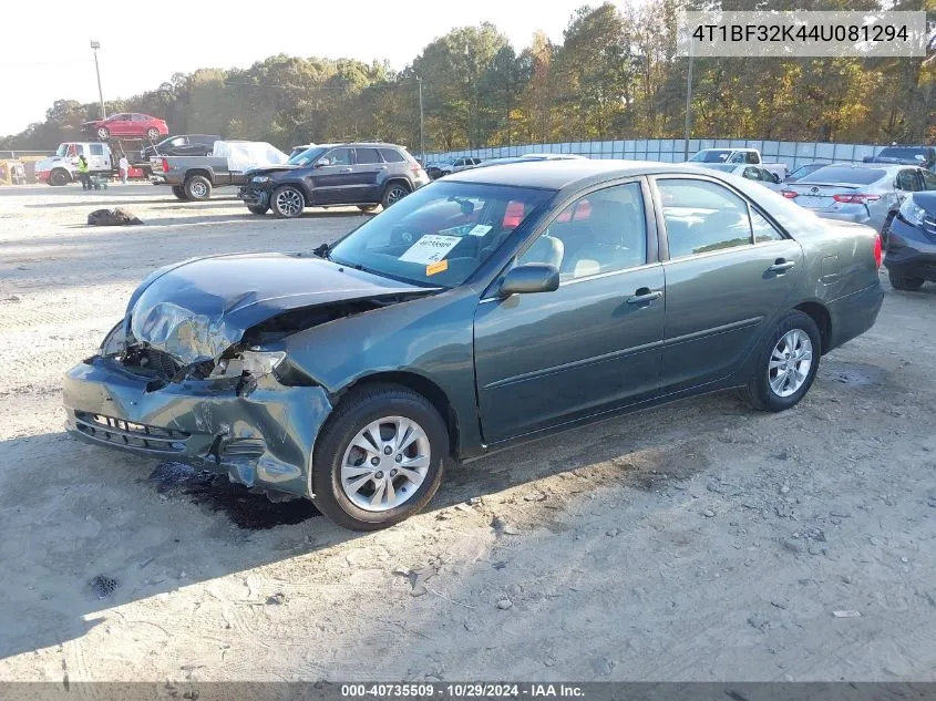 2004 Toyota Camry Le V6 VIN: 4T1BF32K44U081294 Lot: 40735509