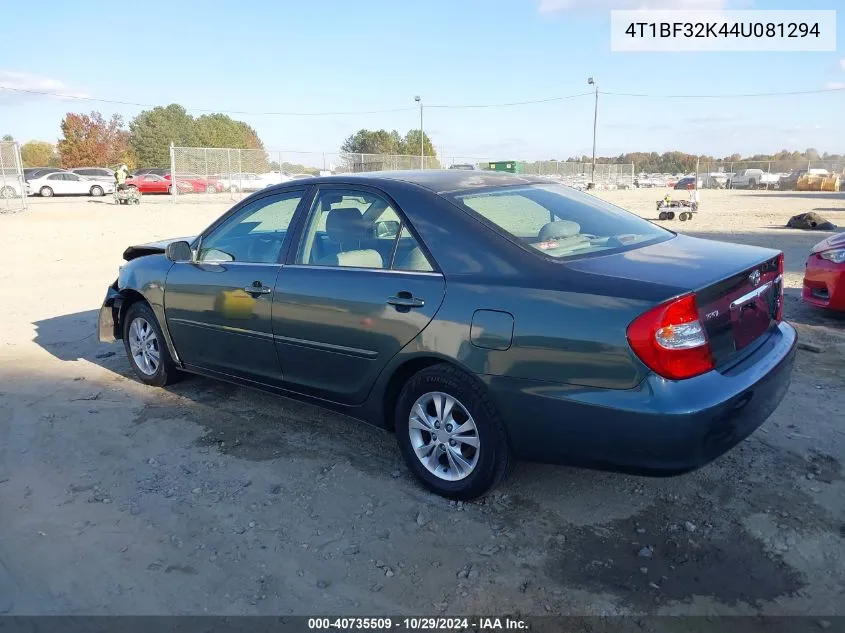 2004 Toyota Camry Le V6 VIN: 4T1BF32K44U081294 Lot: 40735509