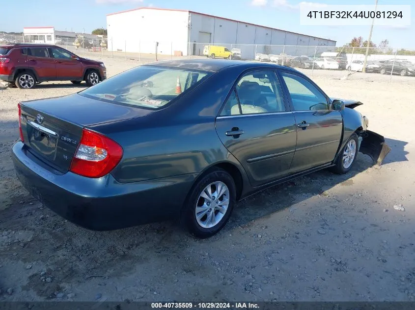 2004 Toyota Camry Le V6 VIN: 4T1BF32K44U081294 Lot: 40735509