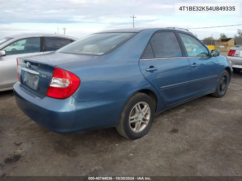 2004 Toyota Camry Le VIN: 4T1BE32K54U849335 Lot: 40744036