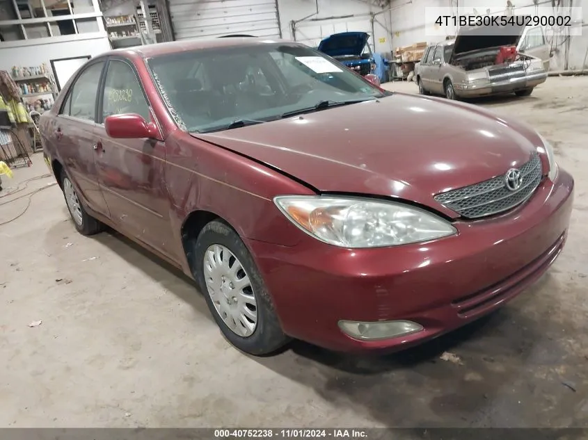 2004 Toyota Camry Xle VIN: 4T1BE30K54U290002 Lot: 40752238