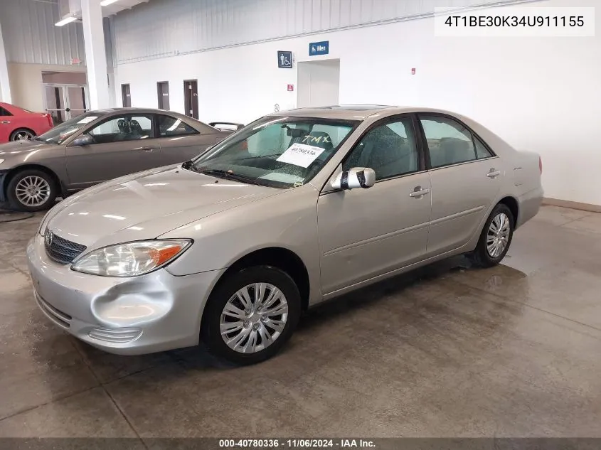 2004 Toyota Camry Le VIN: 4T1BE30K34U911155 Lot: 40780336