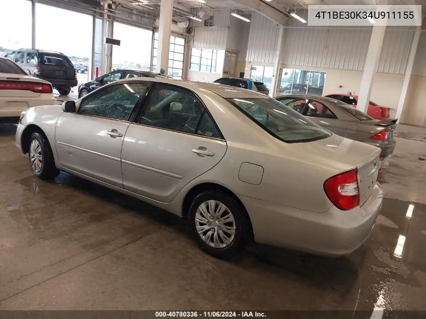 2004 Toyota Camry Le VIN: 4T1BE30K34U911155 Lot: 40780336