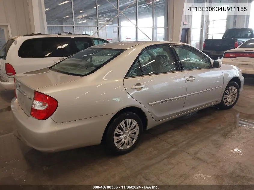 2004 Toyota Camry Le VIN: 4T1BE30K34U911155 Lot: 40780336