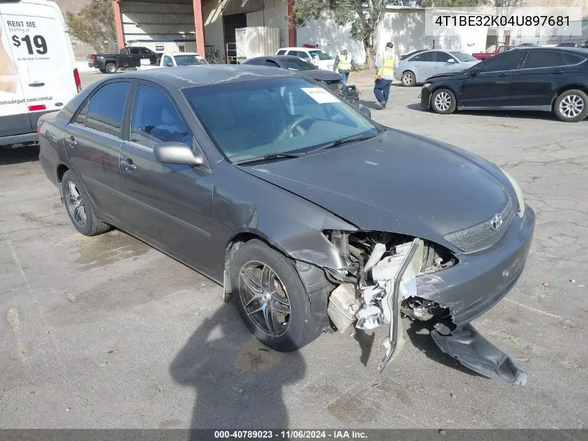 2004 Toyota Camry Le VIN: 4T1BE32K04U897681 Lot: 40789023