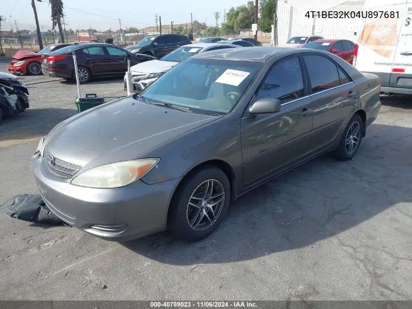 2004 Toyota Camry Le VIN: 4T1BE32K04U897681 Lot: 40789023