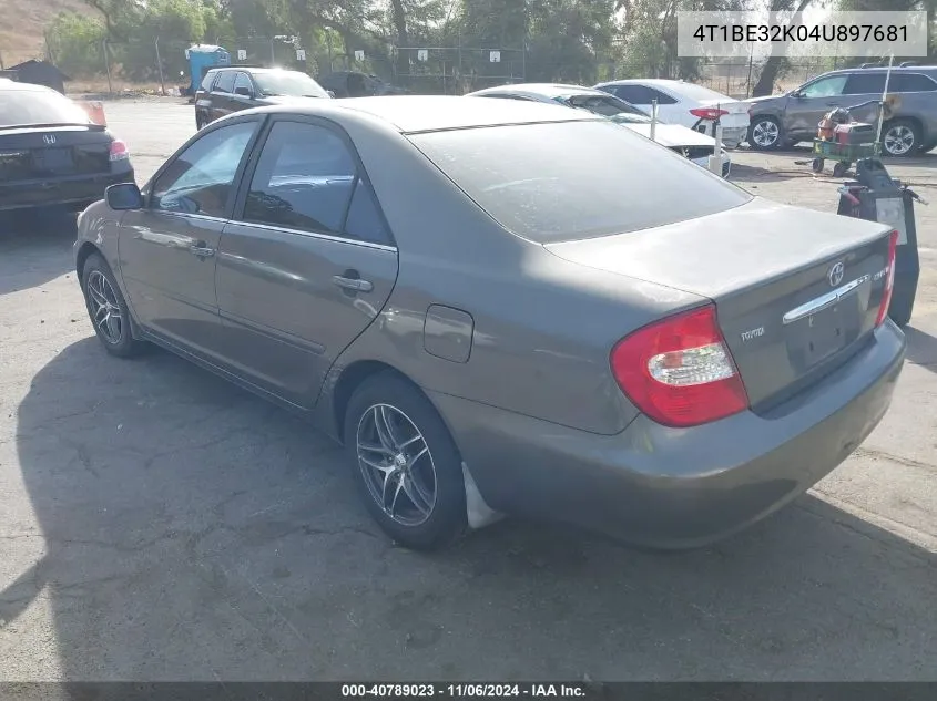 2004 Toyota Camry Le VIN: 4T1BE32K04U897681 Lot: 40789023