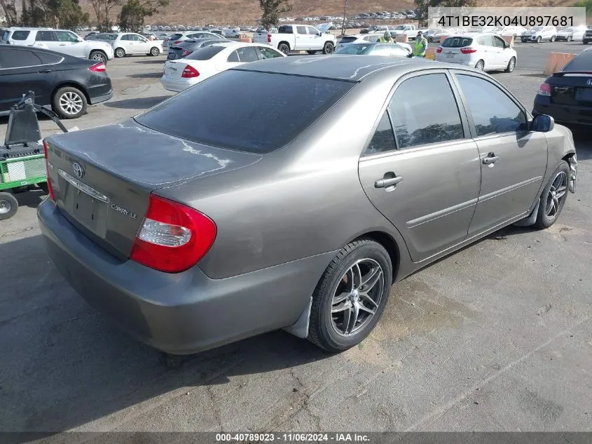 2004 Toyota Camry Le VIN: 4T1BE32K04U897681 Lot: 40789023