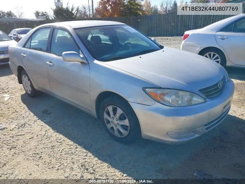 2004 Toyota Camry Le/Xle/Se VIN: 4T1BE32K44U807769 Lot: 40791700