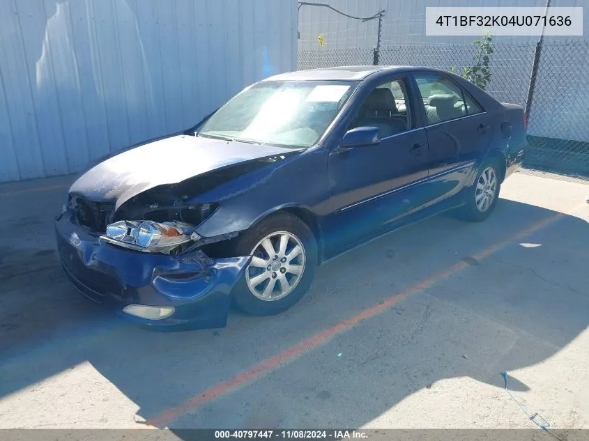 2004 Toyota Camry Xle V6 VIN: 4T1BF32K04U071636 Lot: 40797447