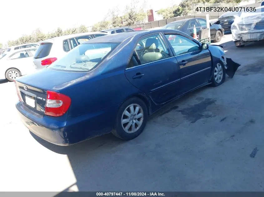 2004 Toyota Camry Xle V6 VIN: 4T1BF32K04U071636 Lot: 40797447