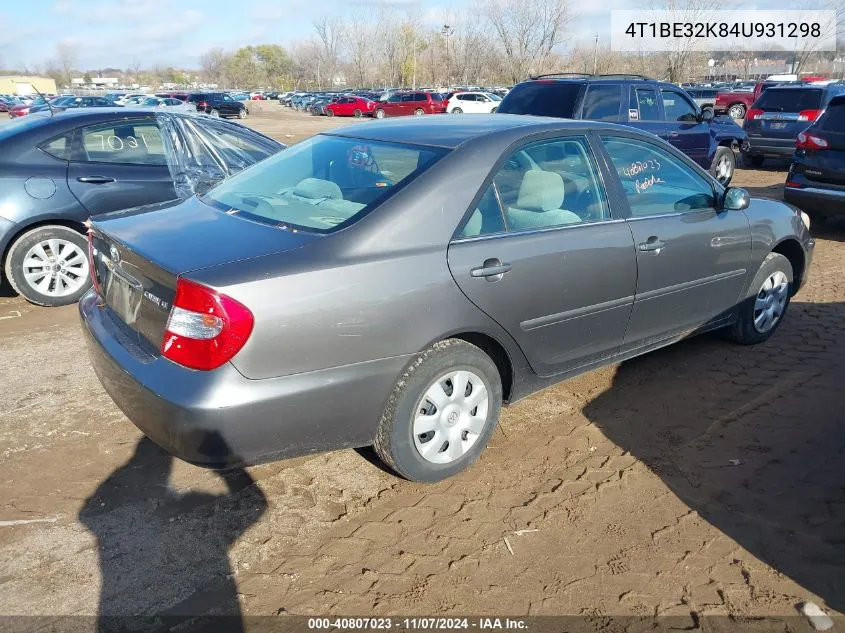 4T1BE32K84U931298 2004 Toyota Camry Le