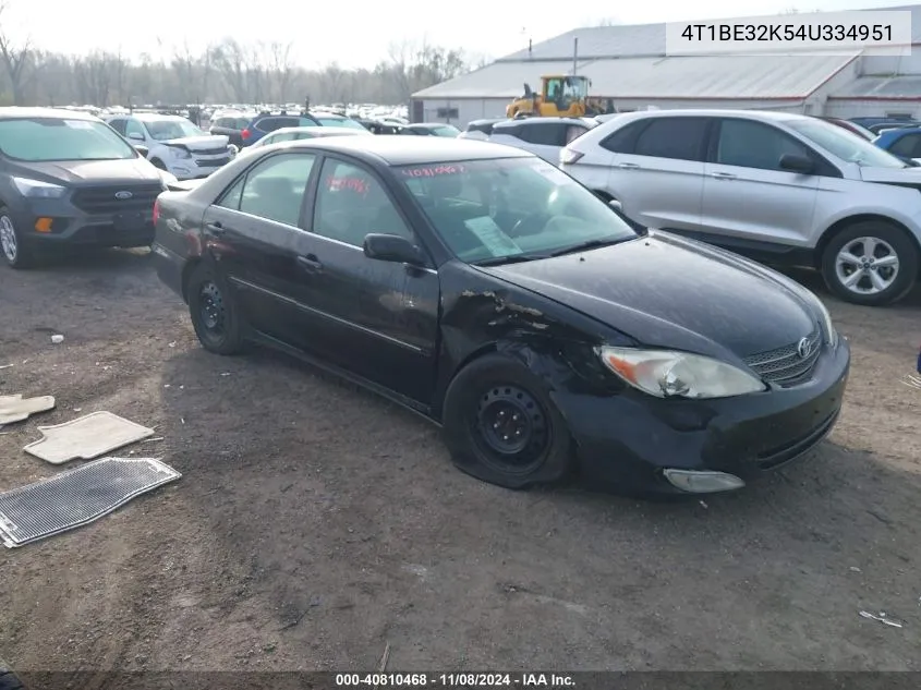 2004 Toyota Camry Xle VIN: 4T1BE32K54U334951 Lot: 40810468