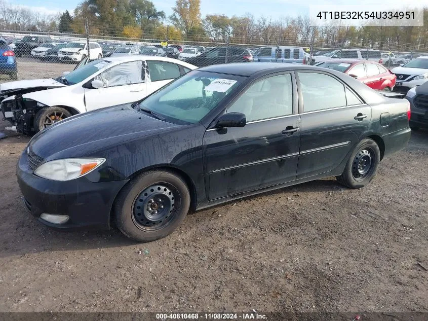 2004 Toyota Camry Xle VIN: 4T1BE32K54U334951 Lot: 40810468