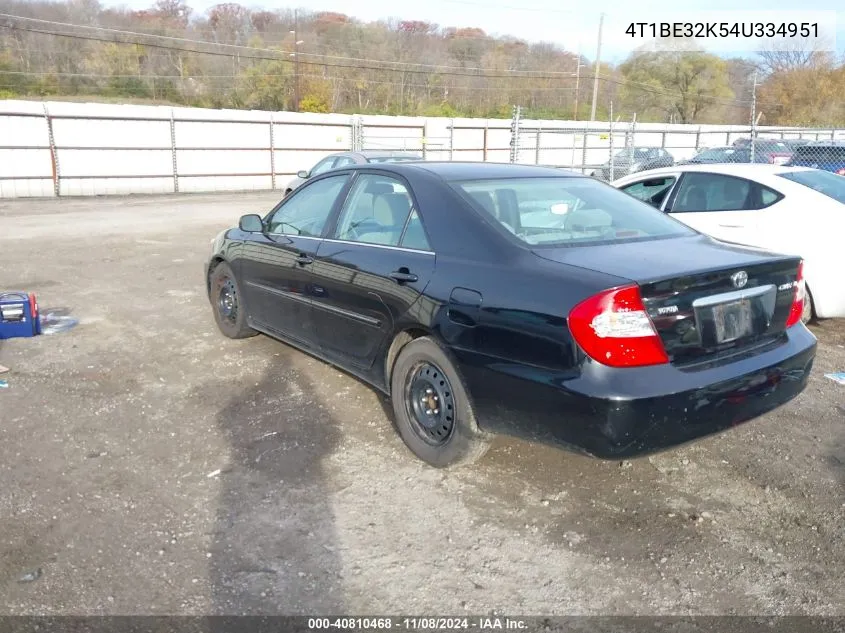 2004 Toyota Camry Xle VIN: 4T1BE32K54U334951 Lot: 40810468