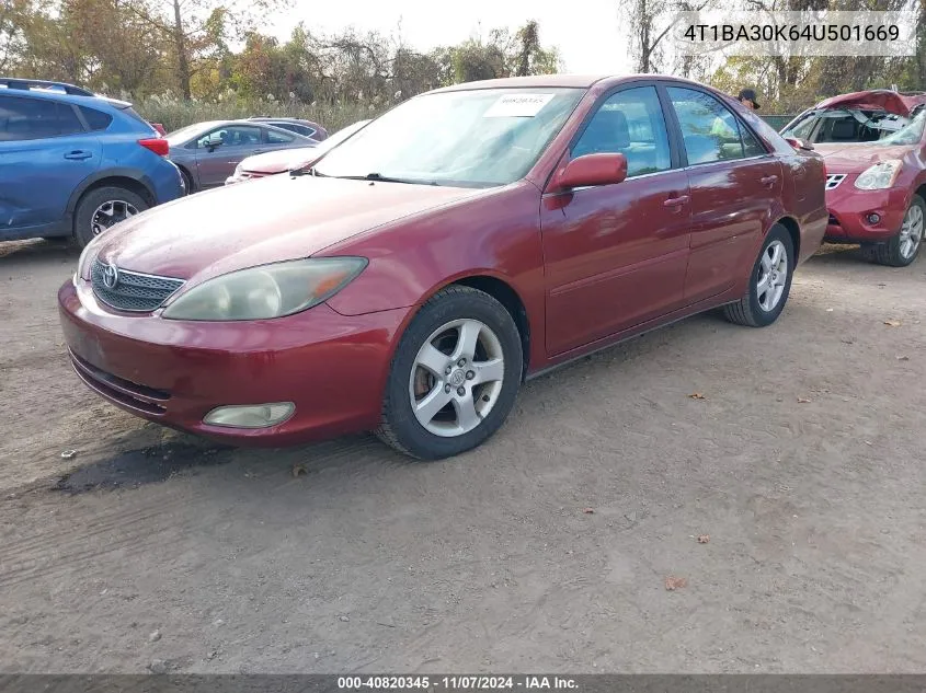 2004 Toyota Camry Se V6 VIN: 4T1BA30K64U501669 Lot: 40820345