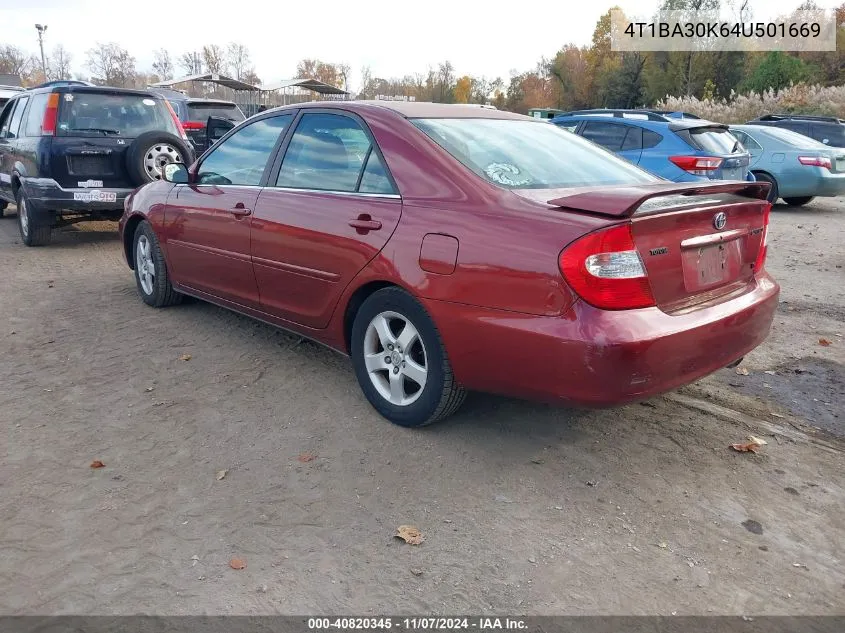 2004 Toyota Camry Se V6 VIN: 4T1BA30K64U501669 Lot: 40820345