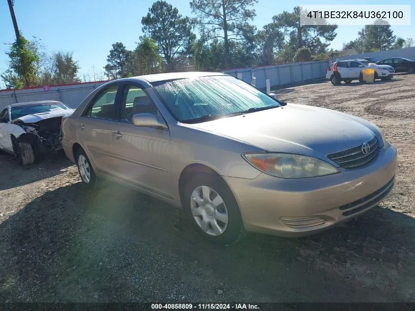 2004 Toyota Camry Le VIN: 4T1BE32K84U362100 Lot: 40858809