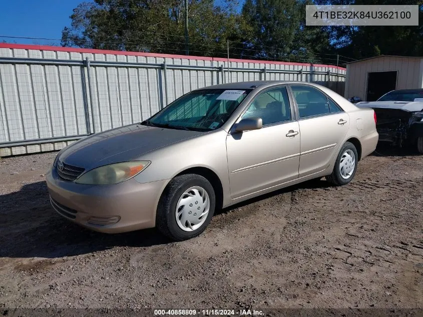 2004 Toyota Camry Le VIN: 4T1BE32K84U362100 Lot: 40858809