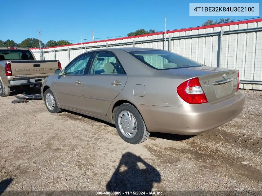 2004 Toyota Camry Le VIN: 4T1BE32K84U362100 Lot: 40858809