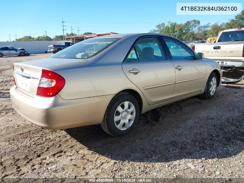 2004 Toyota Camry Le VIN: 4T1BE32K84U362100 Lot: 40858809