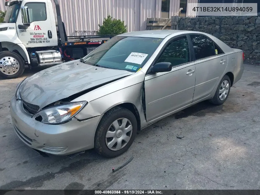 2004 Toyota Camry Le VIN: 4T1BE32K14U894059 Lot: 40863384