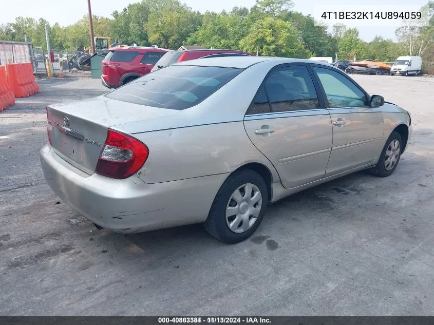 2004 Toyota Camry Le VIN: 4T1BE32K14U894059 Lot: 40863384