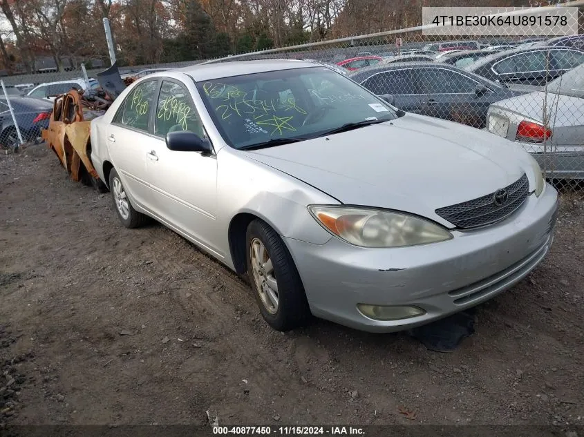 2004 Toyota Camry Xle VIN: 4T1BE30K64U891578 Lot: 40877450