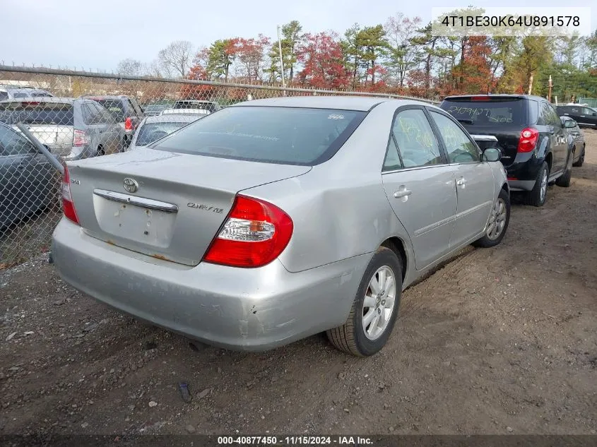 2004 Toyota Camry Xle VIN: 4T1BE30K64U891578 Lot: 40877450