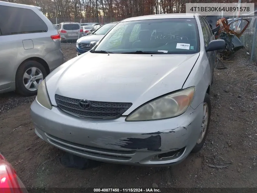 2004 Toyota Camry Xle VIN: 4T1BE30K64U891578 Lot: 40877450