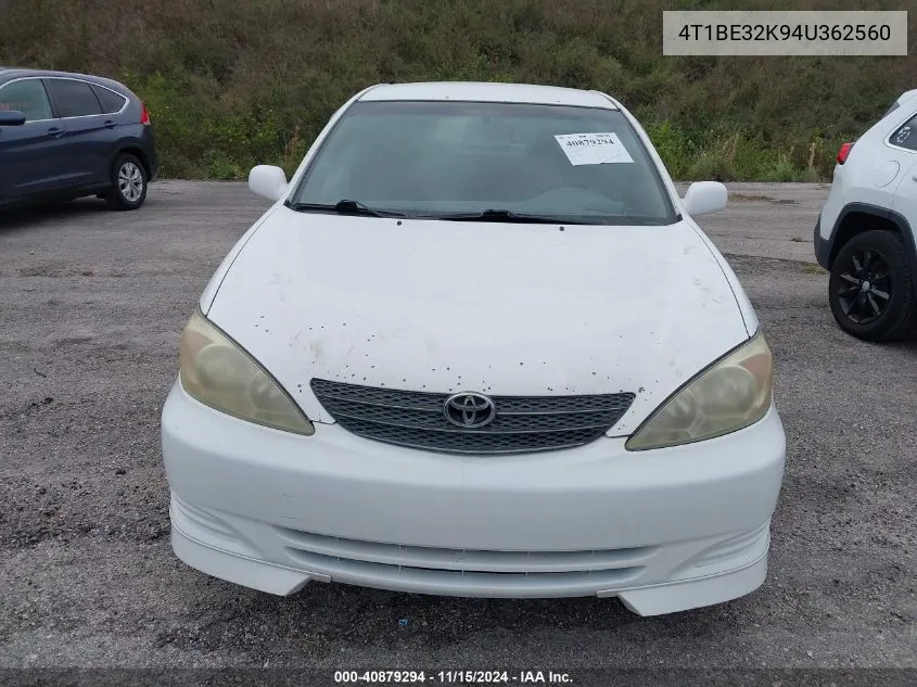 2004 Toyota Camry Le VIN: 4T1BE32K94U362560 Lot: 40879294