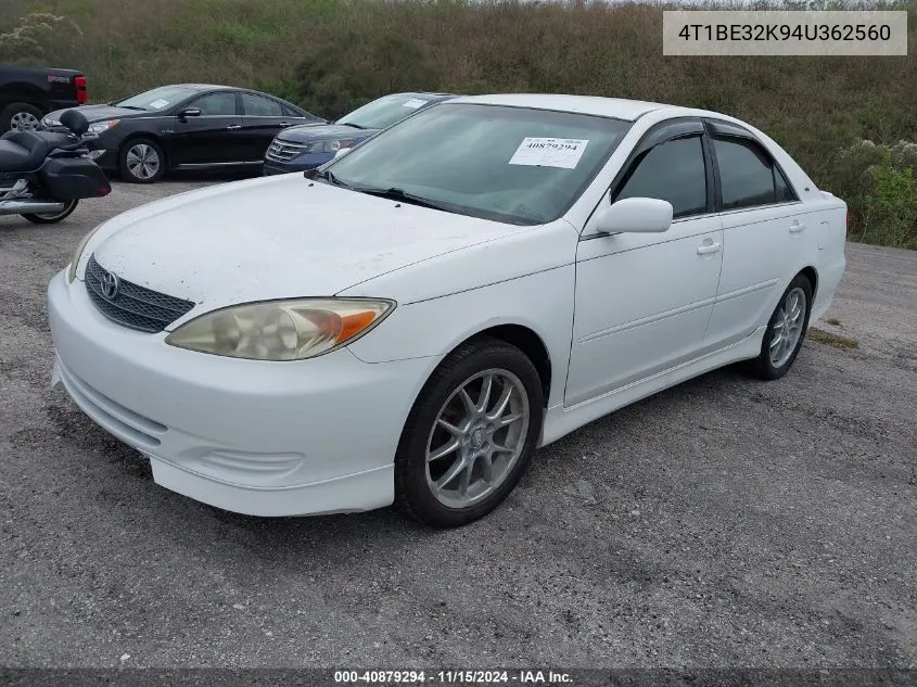 2004 Toyota Camry Le VIN: 4T1BE32K94U362560 Lot: 40879294