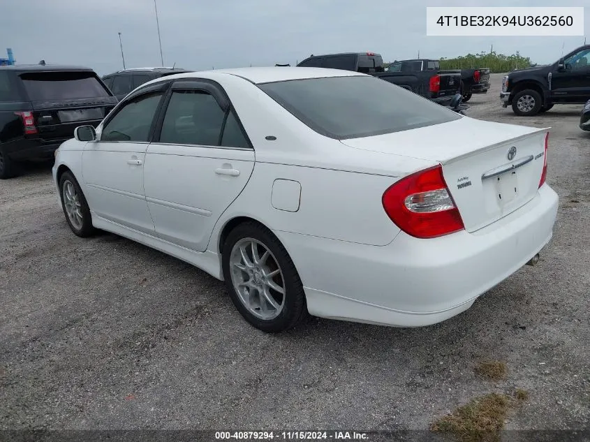 2004 Toyota Camry Le VIN: 4T1BE32K94U362560 Lot: 40879294