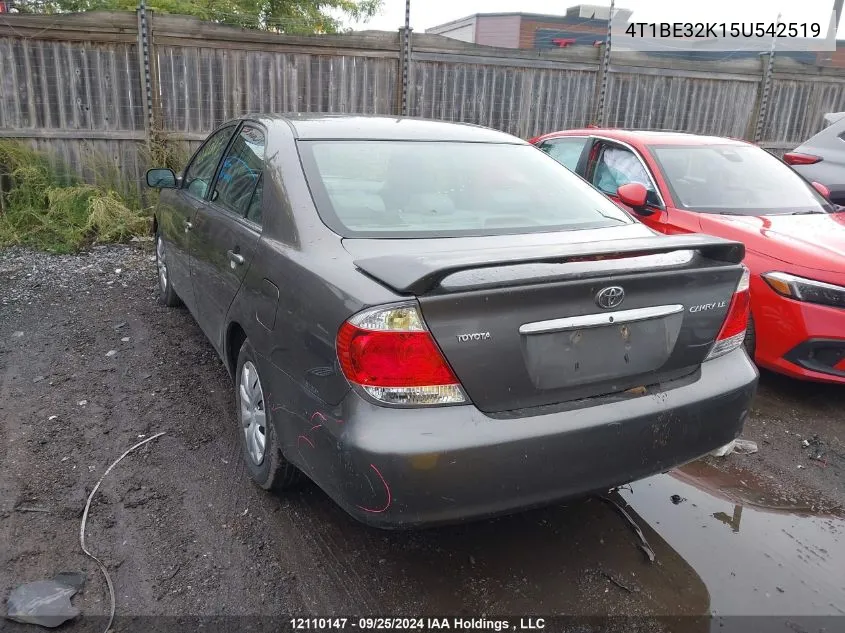 2005 Toyota Camry Le/Xle/Se VIN: 4T1BE32K15U542519 Lot: 12110147