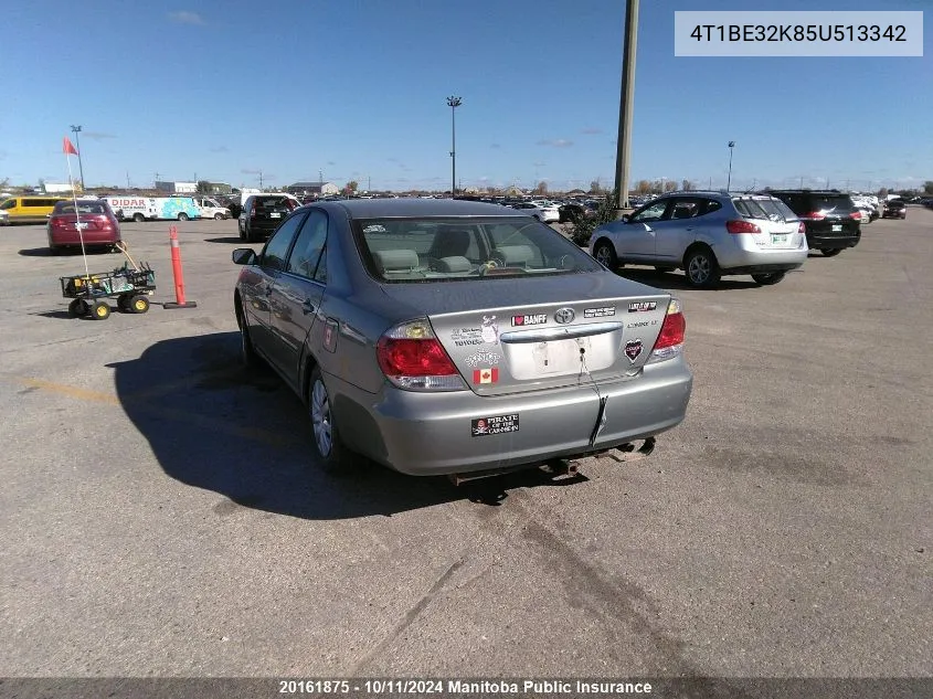 2005 Toyota Camry Le VIN: 4T1BE32K85U513342 Lot: 20161875