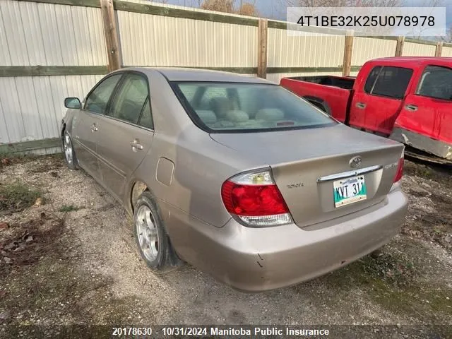 2005 Toyota Camry Le VIN: 4T1BE32K25U078978 Lot: 20178630