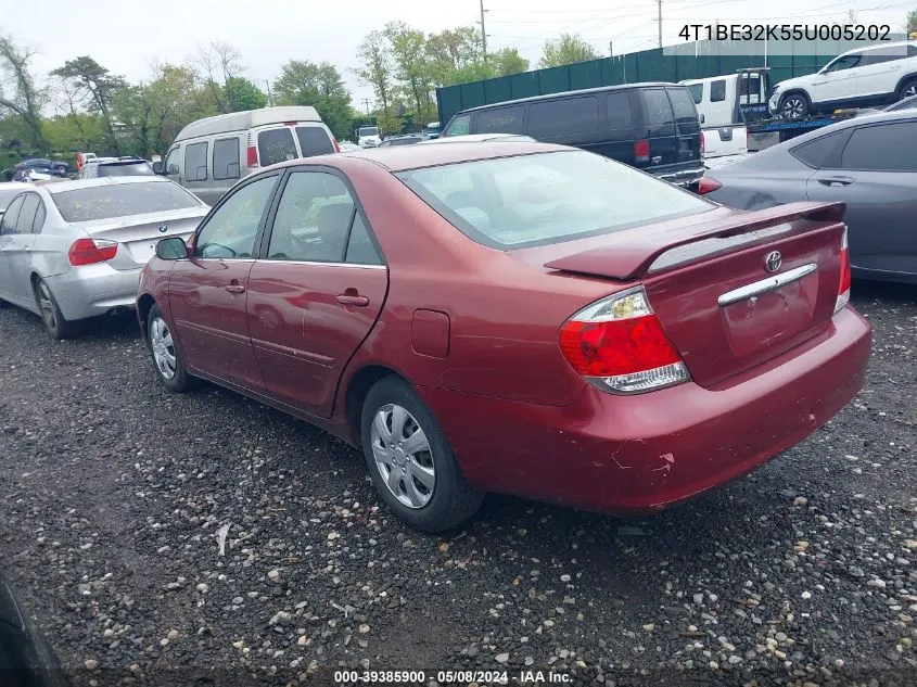 2005 Toyota Camry Le VIN: 4T1BE32K55U005202 Lot: 39385900