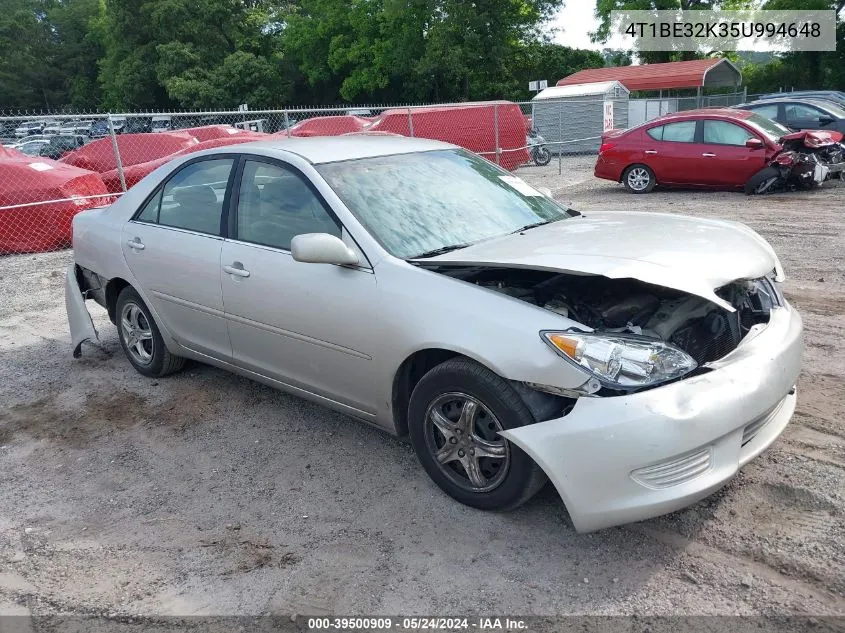 2005 Toyota Camry Le VIN: 4T1BE32K35U994648 Lot: 39500909