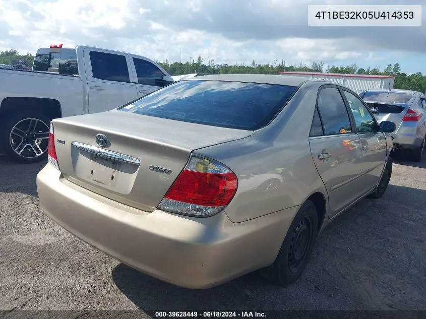 2005 Toyota Camry Std VIN: 4T1BE32K05U414353 Lot: 39628449