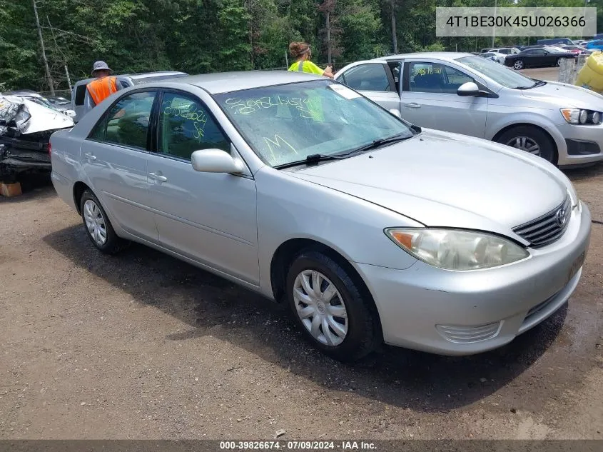 2005 Toyota Camry Le VIN: 4T1BE30K45U026366 Lot: 39826674