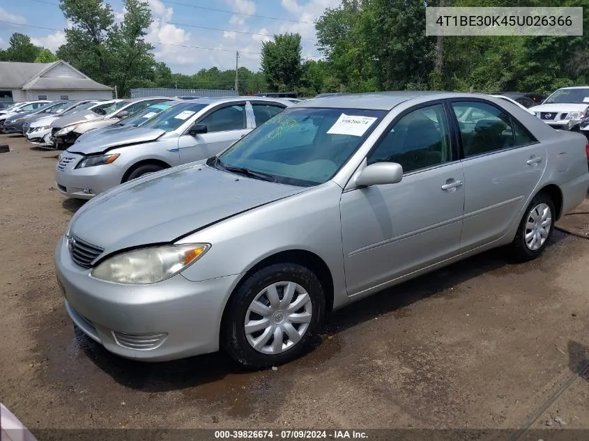 2005 Toyota Camry Le VIN: 4T1BE30K45U026366 Lot: 39826674