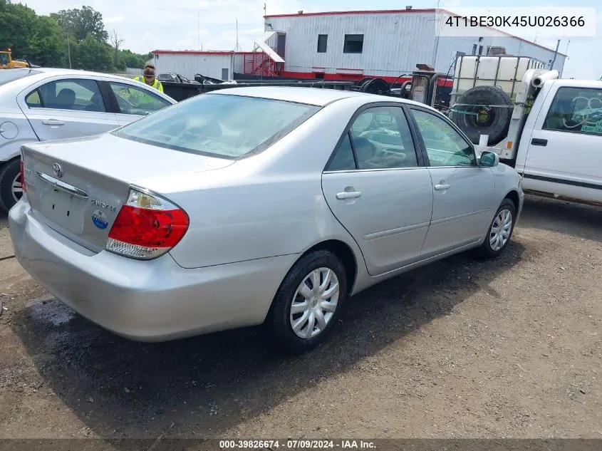 2005 Toyota Camry Le VIN: 4T1BE30K45U026366 Lot: 39826674