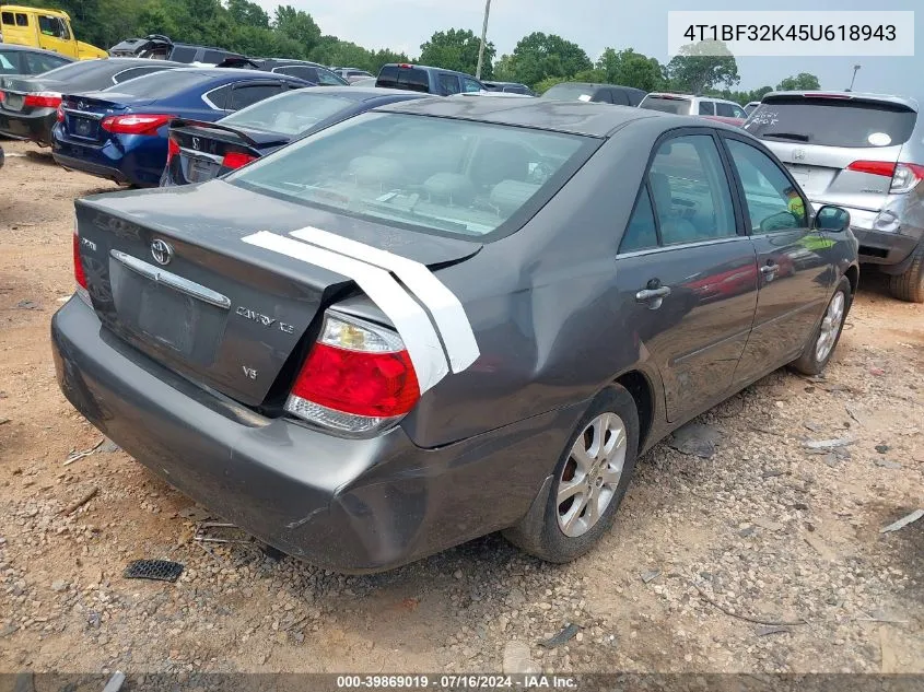 2005 Toyota Camry Xle V6 VIN: 4T1BF32K45U618943 Lot: 39869019