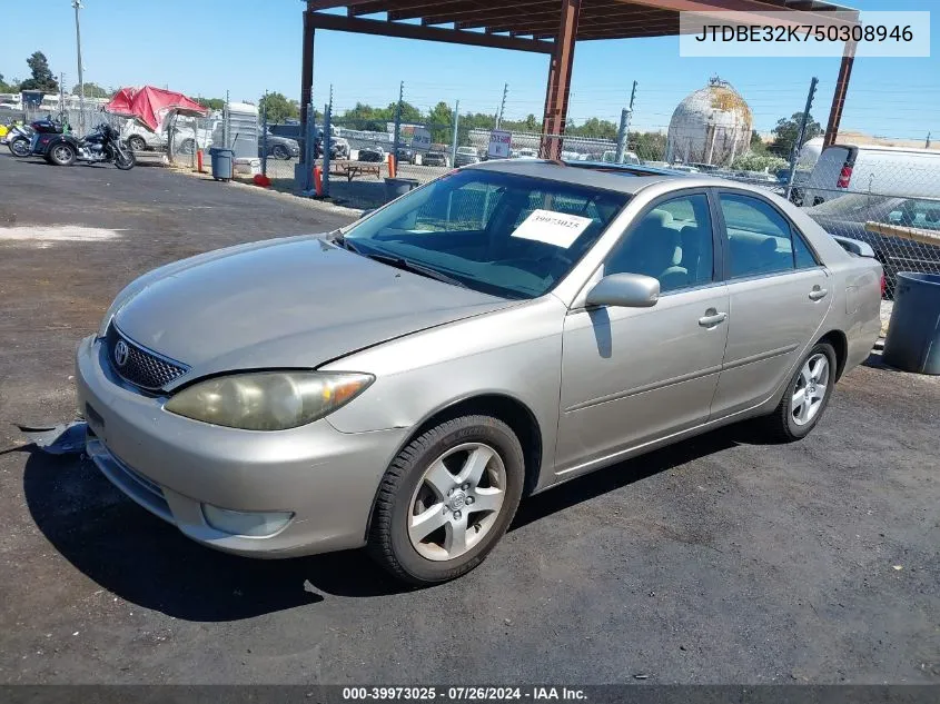 2005 Toyota Camry Se VIN: JTDBE32K750308946 Lot: 39973025